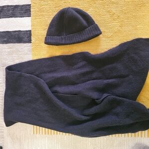 H&M x David Beckham Matching Navy Cashmere Beanie And Scarf
